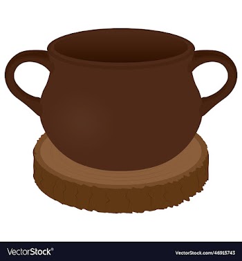 two handles ceramic pot on wood bar coaster