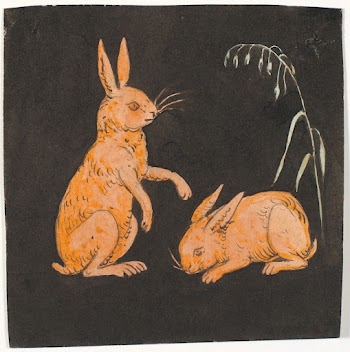 Two hares (rabbits?) on a black | Free Photo - rawpixel