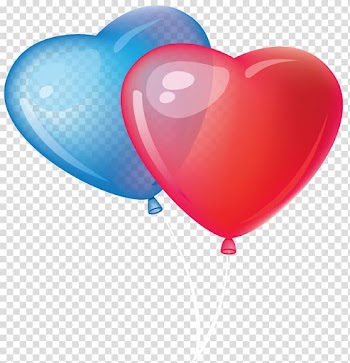Two heart blue and red balloons illustration, Balloon Valentine's Day Heart , Valentine Balloons transparent background PNG clipart