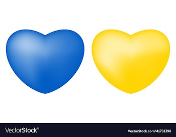 two hearts in colors of ukraine flag