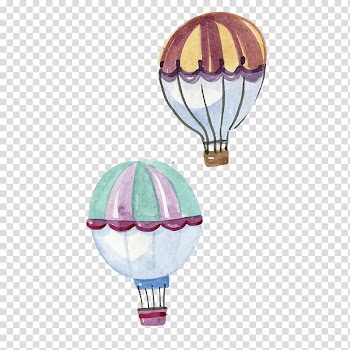 Two hot air balloons, Circus Watercolor painting Hot air balloon, hot air balloon material transparent background PNG clipart