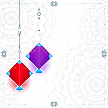Two kites on white  with text space card design Free Vector