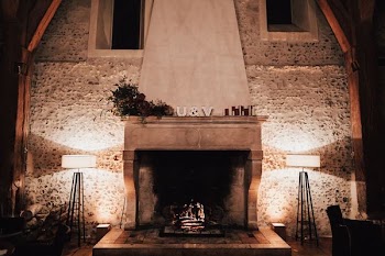 two lamps beside fireplace