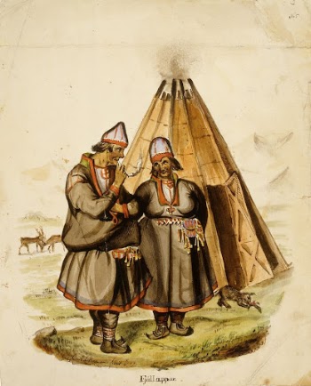 Two laplanders outside of a lapp | Free Photo - rawpixel