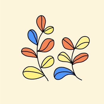 Two leaves branches, colorful doodle | Free Vector - rawpixel