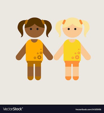Two little girls cute black girl with friend vector image