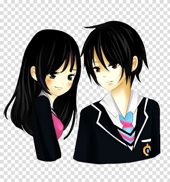 Two male and female character illustrations, Anime , Anime Love Couple Pic transparent background PNG clipart