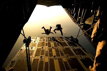 Two Man Sky Diving in Low Angle Photography