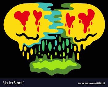 two melting smiling faces glued together