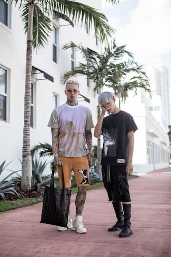 two men standing near palm tree during daytime