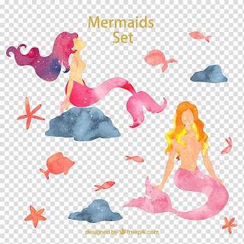Two mermaids and fish illustration, Coffee Mug Mermaid Gift Teacup, Mermaid transparent background PNG clipart