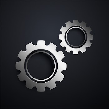 Two metallic gears setting background Free Vector