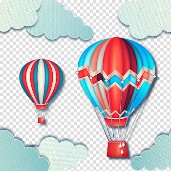 Two multicolored hot air balloon illustration, Toy balloon Hot air balloon, creative hot air balloon transparent background PNG clipart