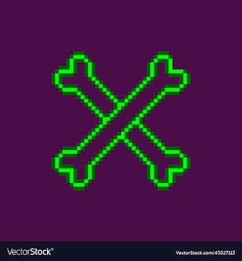 two neon green glowing crossbones