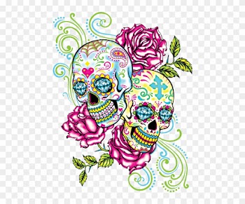Two Neon Tattoo Pinterest Skull - Sugar Skulls And Roses