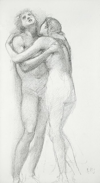 Two Nudes Embracing (1833&ndash;1898) drawing… | Free public domain illustration