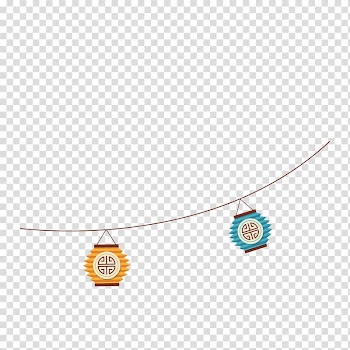 Two orange and green paper lantern , Mid-Autumn Festival Lantern Festival Traditional Chinese holidays, Floating Mid-Autumn Festival festive lantern material transparent background PNG clipart