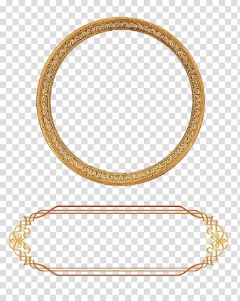 Two oval and round brown layout frames, Ornament Gold frame, Hollow frame Jewelry transparent background PNG clipart