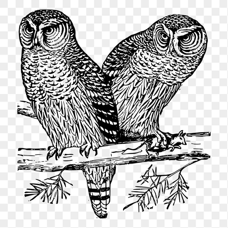 Two owls png sticker illustration, | Free PNG - rawpixel