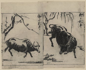 [Two oxen, one under a willow | Free Photo - rawpixel