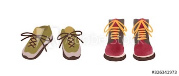 Two pair of colorful autumn shoes hand drawn in watercolor style isolated on white