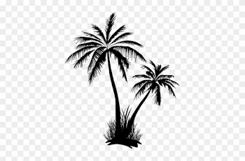 Two Palm Tree And Grass Silhouette - Palm Tree Silhouette Transparent