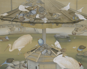 two-panel screen of an aviary: | Free Photo - rawpixel