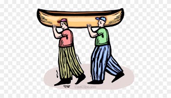 Two People Carrying A Canoe Royalty Free Vector Clip - Royalty-free