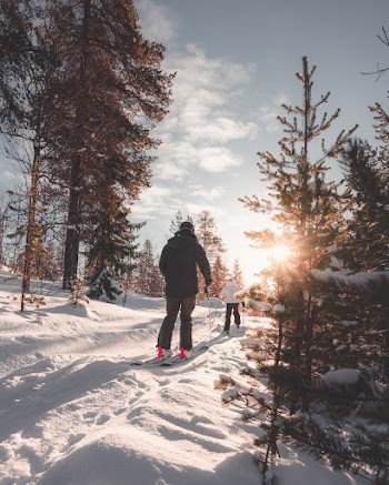 Two People on a Snow Trail
