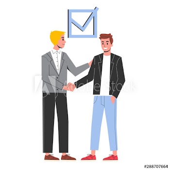 Two people shake hands as a result of agreement