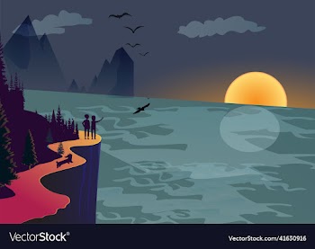 two people standing on the mountain