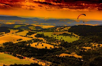 two person paragliding
