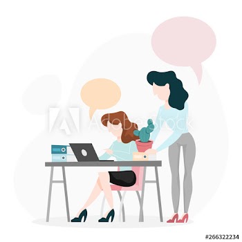 Two person talking on the office