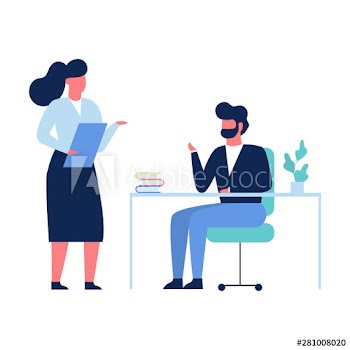 Two person talking on the office