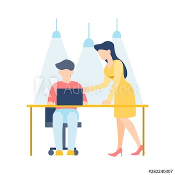 Two person talking on the office