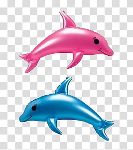 , two pink and blue dolphin balloons transparent background PNG clipart