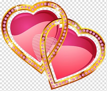 Two pink and gold heart , Heart , Hearts with Gold and Diamonds transparent background PNG clipart