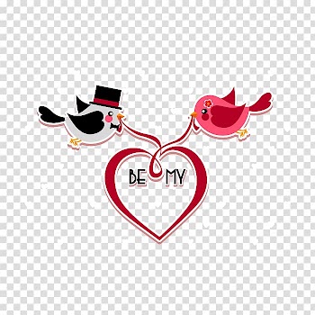 Two pink and gray bird illustration, Valentine's Day Heart Euclidean , couple love birds transparent background PNG clipart