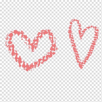 Two pink hearts , Sidewalk chalk Drawing, Love chalk brush effect map transparent background PNG clipart