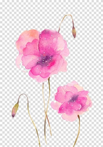 Two pink petaled flowers illustration, Watercolour Flowers Watercolor painting Samsung Galaxy S6, Watercolor flowers transparent background PNG clipart