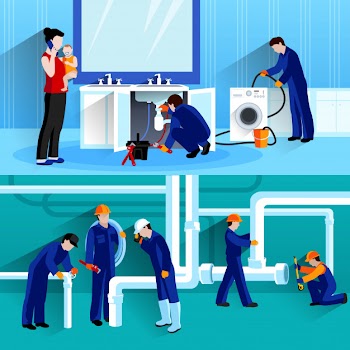 Two plumber horizontal compositions
