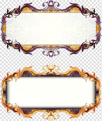 Two purple-and-gold border frames, frame Art Deco, European style retro box title bar transparent background PNG clipart