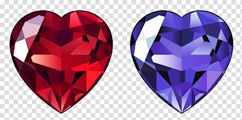 Two purple and red heart gemstones illustration, Diamond Gemstone Heart , Diamond Hearts transparent background PNG clipart