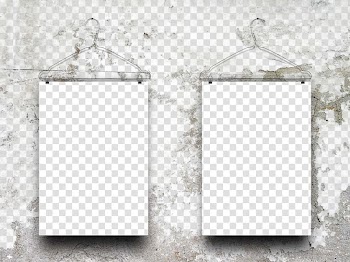 Two rectangualr blue boards, Wall Brick Film frame, Billboard on the wall transparent background PNG clipart