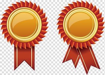 Two red and yellow ribbon, Medal Badge Award , medal transparent background PNG clipart