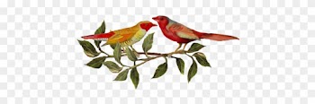 Two Red Birds Birds And Butterflies Wedding Illustration - Dinner