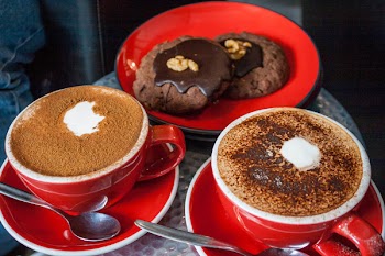 Two Red Ceramic Mugs