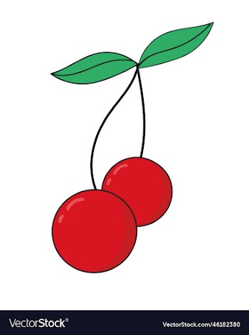 two red cherries on the branch with leaves