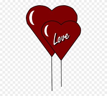Two Red Heart Balloons With The Word "love" On One - Two Red Heart Balloons With The Word "love" On One