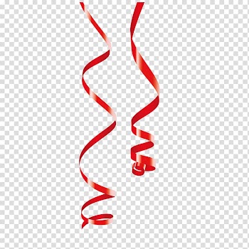Two red ribbons illustration, Paper Ribbon Party , Red ribbon transparent background PNG clipart
